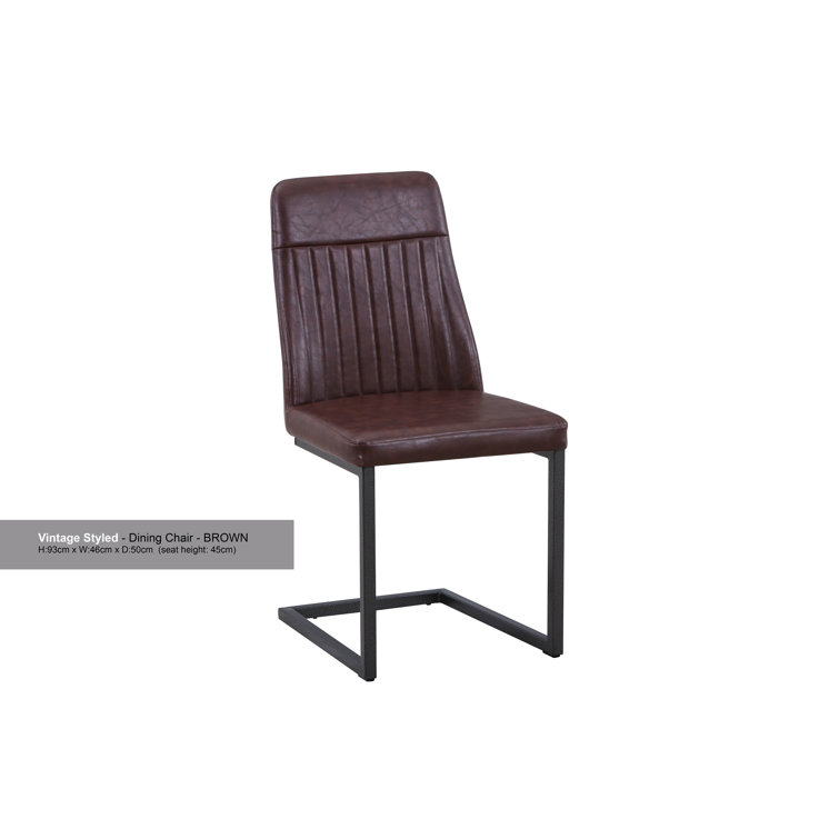 Borough Wharf Photina Genuine Leather Upholstered Dining Chair